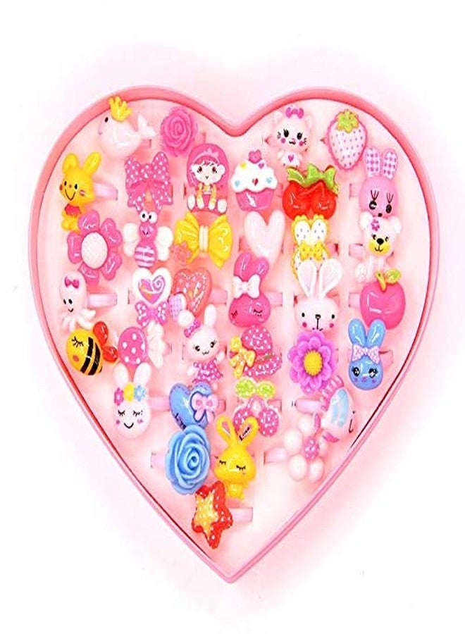 Ngel Little Girl Cute Lovely Jewel Rings Girl Pretend Play and Dress Up Rings for Party Rings Set Cartoon Cute Kids Accessory Gift for Children (Pack of - 36) - Image 1